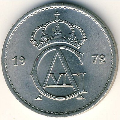 Монета 50 эре. 1972г. Швеция. (F)