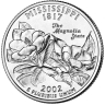 Монета квотер. США. 2002г. Mississippi 1817. (P). (UNC)
