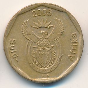 Монета 20 центов. 2005г. ЮАР. Цветок протея. (F)