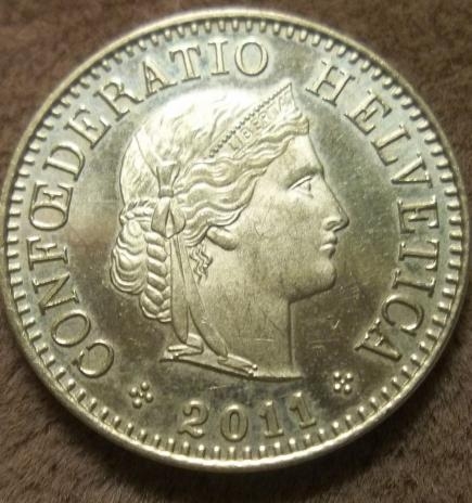 Монета 5 раппенов. 2011г. Швейцария. (F)
