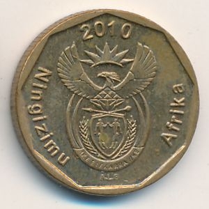 Монета 20 центов. 2010г. ЮАР. Цветок протея. (F)